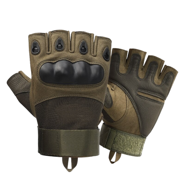 Bezprstové taktické rukavice vojenská zelená L