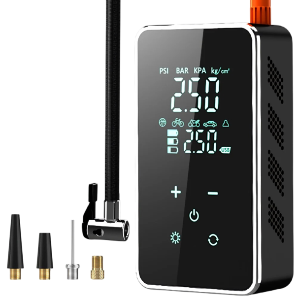 Bezprzewodowa elektryczna pompka do opon z ekranem dotykowym 5000 mAh Mini kompresor do samochodu, roweru, motocykla, przenośna pompka powietrza 1