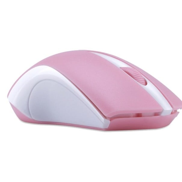 Bezprzewodowa podróżna mysz do laptopa i komputera Odbiornik USB 2,4 GHz Rozdzielczość 1200 DPI Zasięg 10 m Zasilanie bateriami AA Trzy różowy