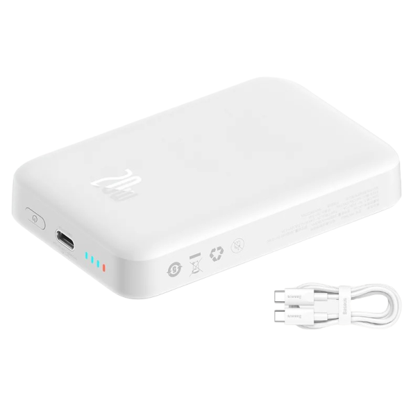 Bezprzewodowy power bank USB-C 10000mAh 20 W biały biały