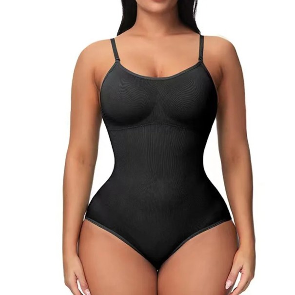 Bezšvové elastické body na ramienka Dámske tvarovacie tielko Sťahovacie body s klasickým strihom nohavičiek Zoštíhľujúca bezšvová spodná bielizeň čierna S