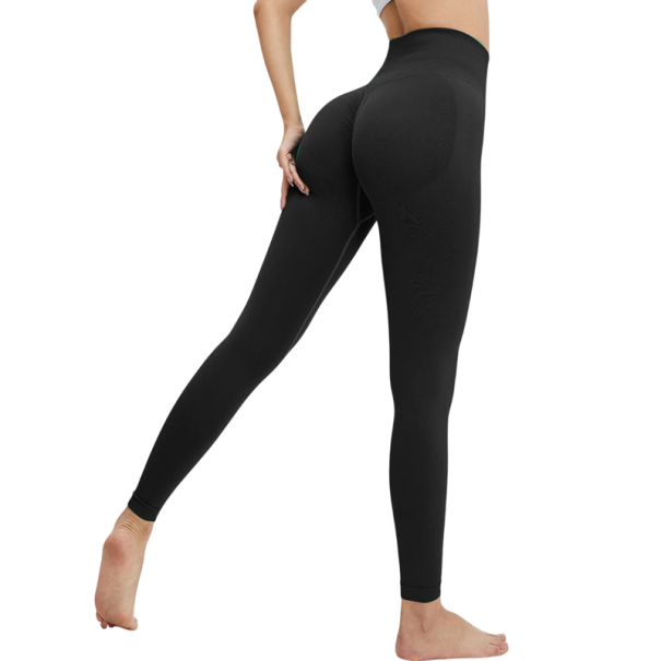 Bezszwowe elastyczne legginsy sportowe push-up z wysokim stanem damskie legginsy do jogi do podnoszenia ciężarów fitness modelujące sylwetkę czarny L