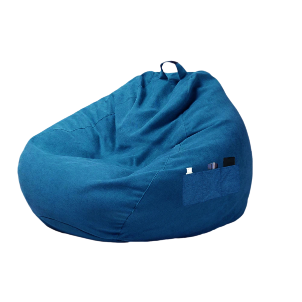 Bezug für Sitzsack 100 × 120 cm Großer textiler Bezug ohne Füllung Bequemer Stoffbezug blau
