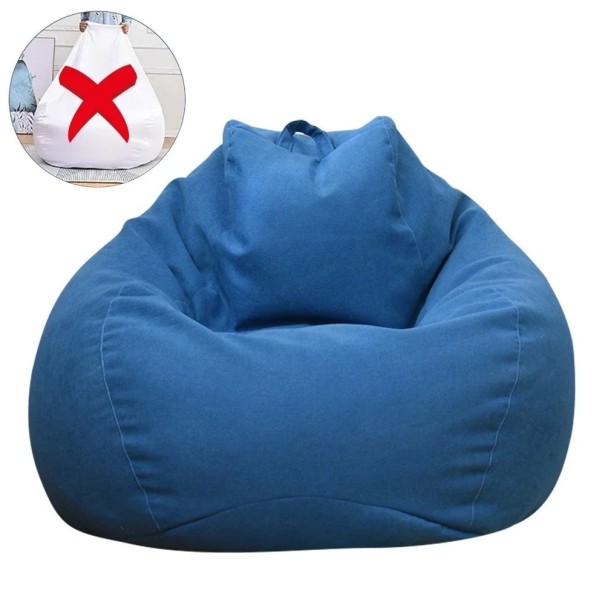 Bezug für Sitzsack 80×90 cm mit Reißverschluss zum Füllen mit Schaumstoffkugeln und Textil für bequemes Sitzen im Innen- und Außenbereich blau