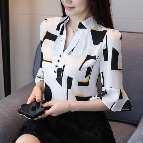 Biała bluzka damska ze wzorem A1 XL