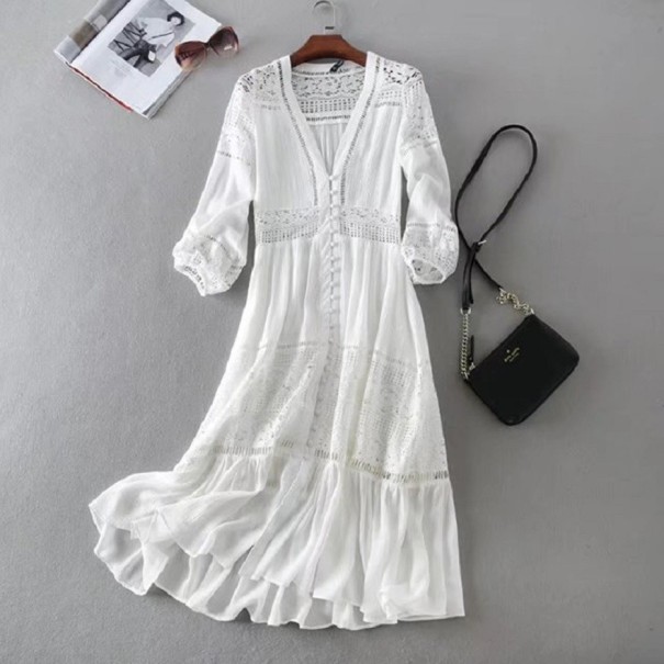 Biała letnia sukienka boho M
