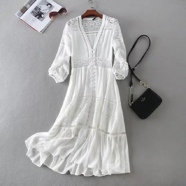Biała letnia sukienka boho XS