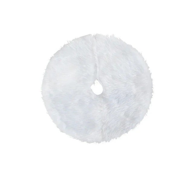 Biały dywanik świąteczny pod choinkę 38 x 38 cm Miękka dekoracyjna podkładka pod małą choinkę Elegancki biały dywanik do zimowej i świątecznej 1