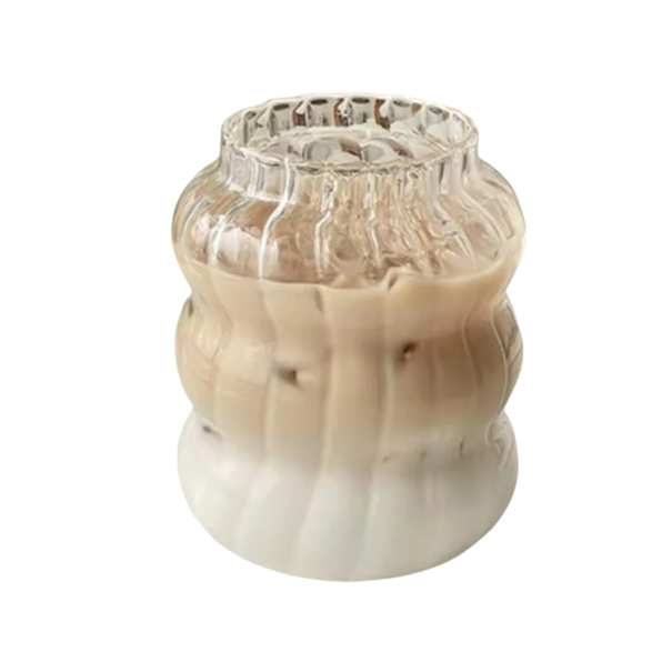 Bicchiere ondulato resistente al calore 650 ml Vetro borosilicato trasparente Bicchiere di design senza manico per caffè, tè, bevande, espresso 1
