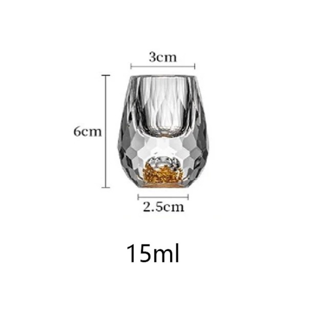 Bicchieri di cristallo di lusso per liquore 15 ml 3 x 6 x 2,5 cm Taglio a diamante Decorazione dorata in foglia 24K Bicchiere regalo per alcolici 1