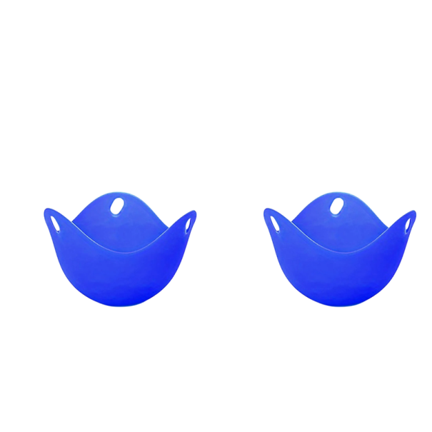 Bicchieri in silicone per cuocere le uova 2 pz 9 x 6,5 cm Senza guscio Facile da pulire Forme riutilizzabili per pentola e microonde blu