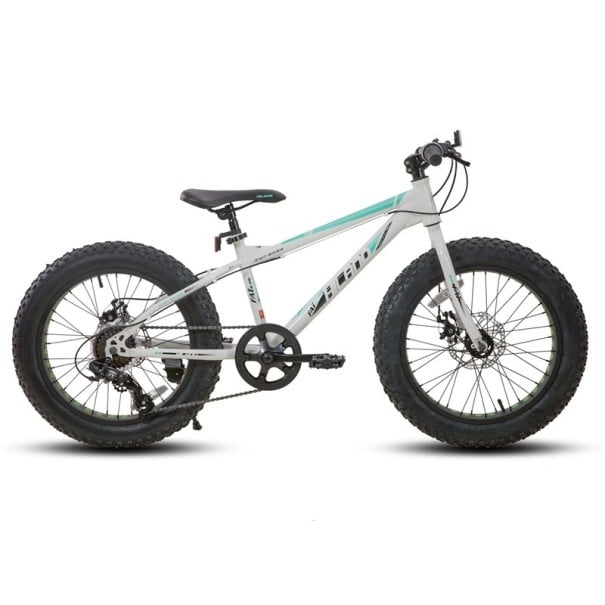 Bicicletă de munte fatbike pentru copii cu 7 viteze și anvelope groase, 20 inci, frâne cu disc duble, pentru băieți și fete de la 5 ani alb