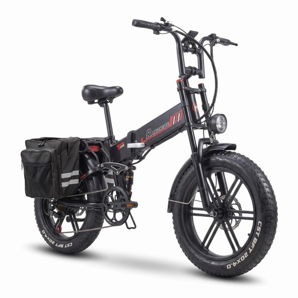 Bicicletta elettrica pieghevole RANDRIDE YX20M-2 Motore 2000 W Batteria 48 V 20 Ah Fat bike 20 x 4 pollici Completamente ammortizzata Nero-rosso Per 1