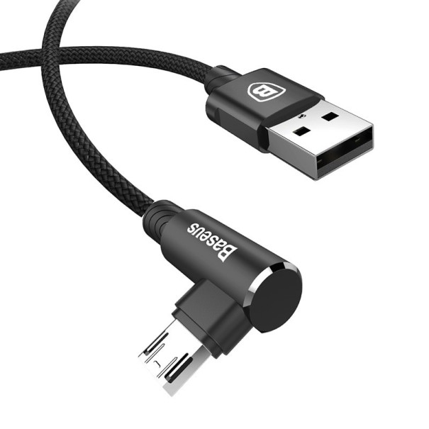 Biegbares USB-auf-Micro-USB-Kabel schwarz 2 m