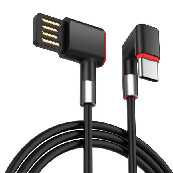 Biegbares USB-auf-Micro-USB-/USB-C-Kabel schwarz 1