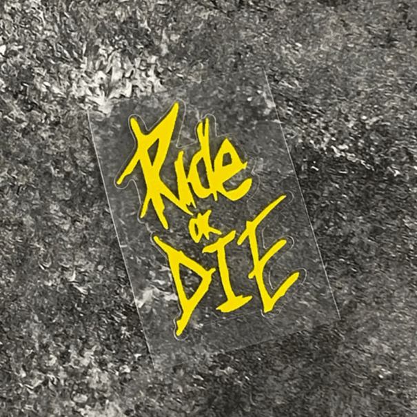 Bike Frame Sticker 5.6 x 8 cm Ride or Die Durable Bicycle Sticker Stylish Design Cycling Accessories Bike Frame Decoration yellow