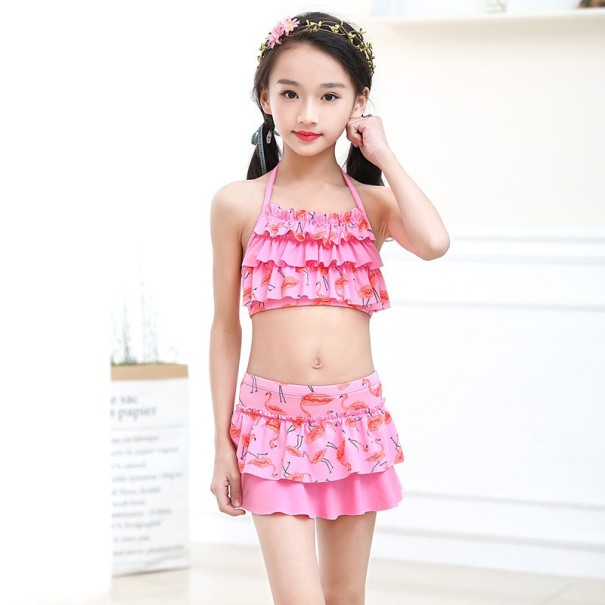 Bikini con volantes para niña J2499 rosa claro 10