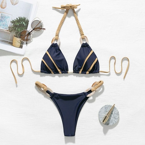 Bikini damskie P654 ciemnoniebieski L