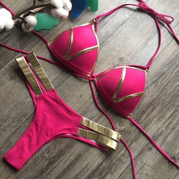 Bikini damskie P697 ciemny róż L