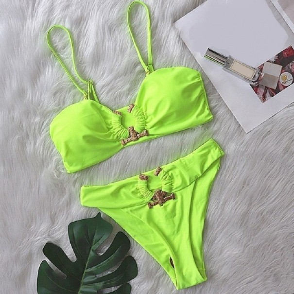 Bikini de damă P460 verde neon XS