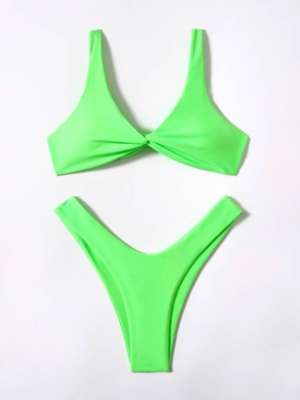 Bikini de damă P553 verde neon L