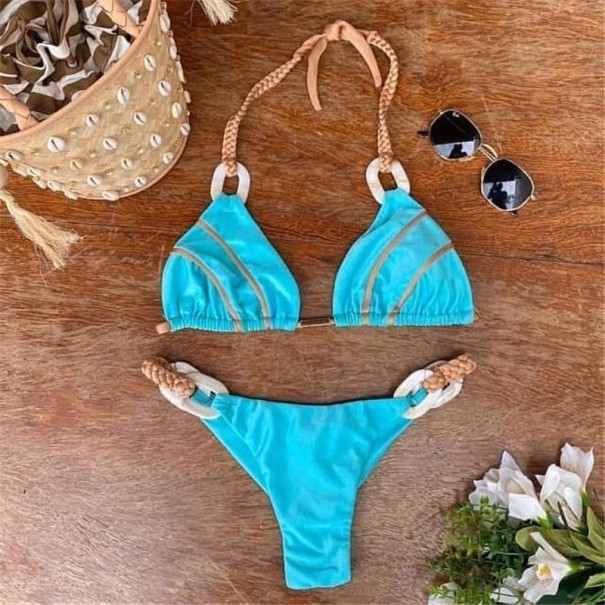 Bikini de damă P654 albastru deschis L