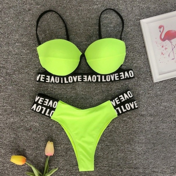 Bikini de damă P687 verde neon XS