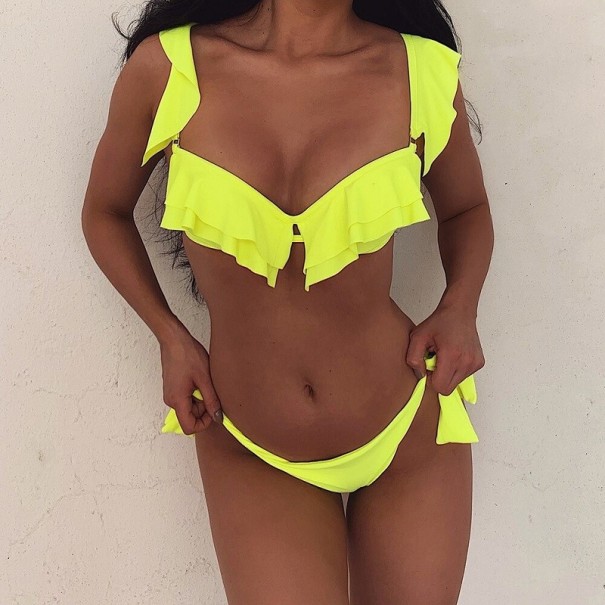 Bikini de damă P829 galben neon M