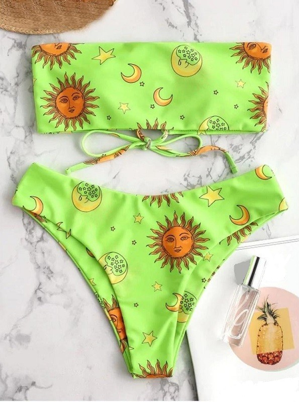 Bikini de damă P921 verde neon L