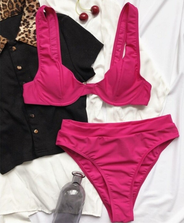 Bikini de mujer P1253 rosa oscuro S Bikini de mujer P1253 rosa oscuro S
