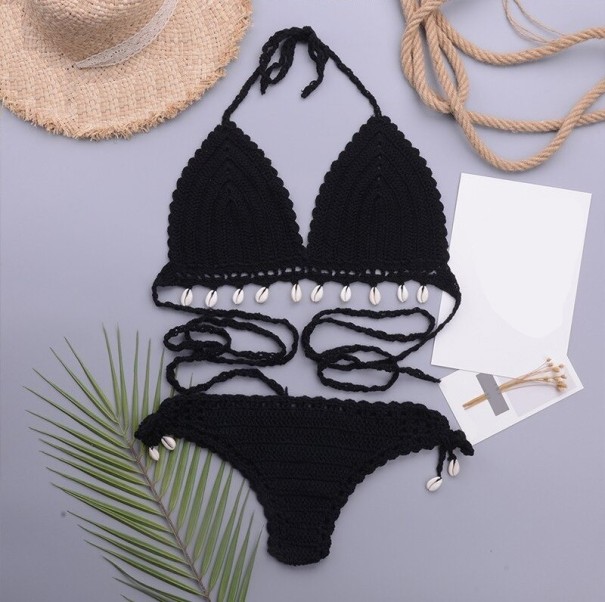 Bikini de punto para mujer P788 negro XS