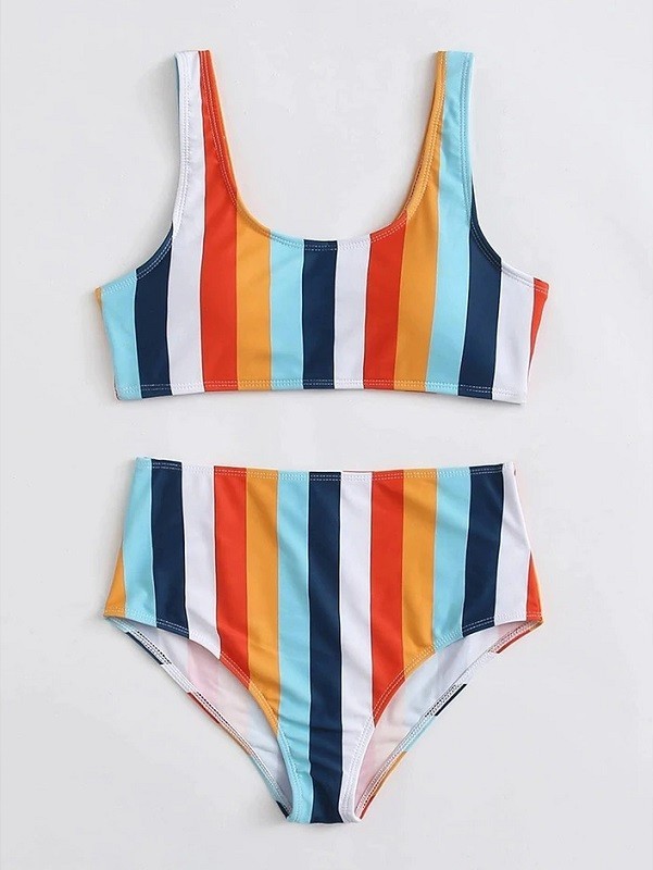 Bikini de rayas para mujer M 4