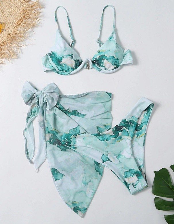 Bikini Femme avec Foulard P277 turquoise S
