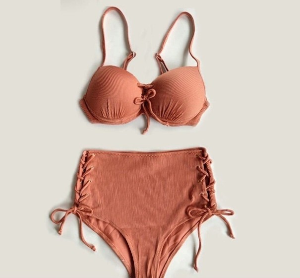 Bikini femme avec lacets P620 brique XXL