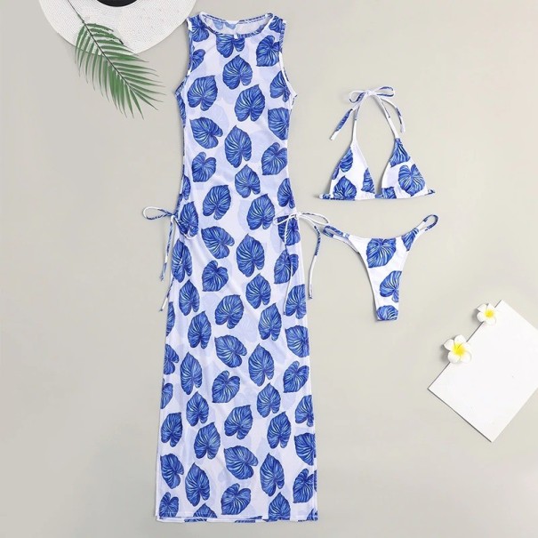 Bikini pentru femei și rochie translucidă albastru M