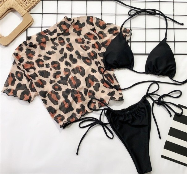 Bikini pentru femei și top crop P385 negru L