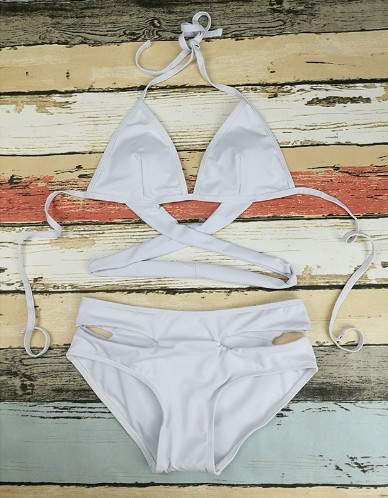 Bikini stilat pentru femei - Alb L