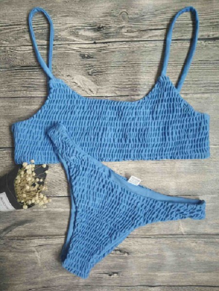 Bikinis tricotés pour femmes de style brésilien J3266 bleu S
