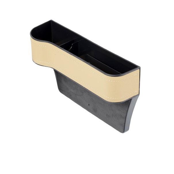 Bilarrangör mellan sätena på vänster sida beige