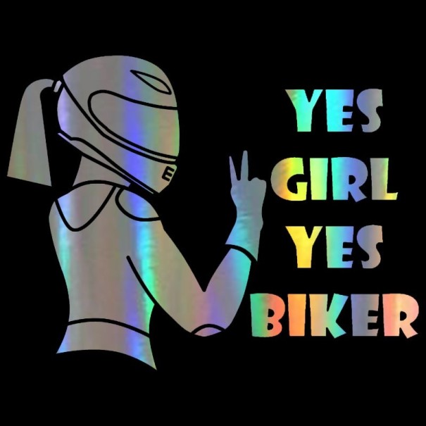 Bilklistermærke ja pige ja biker 1