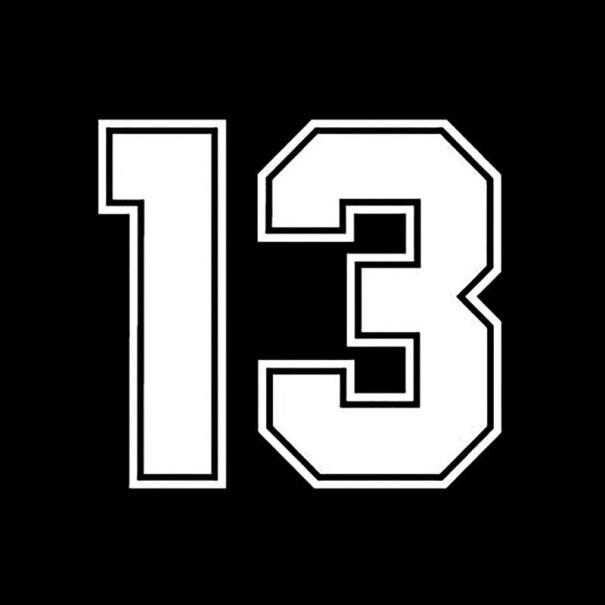 Bilklistermærke med nummer 13 2