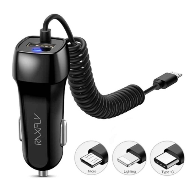 Billaddare med USB-C kabel, Micro USB, Iphone
