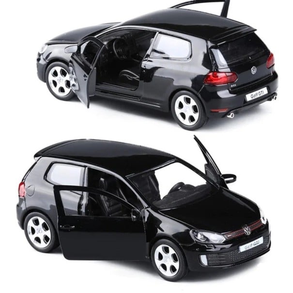 Bilmodell VW Golf 6 1:36 12,5 × 5 × 4,5 cm Metall samlarmodell Hatchback Realistisk utförande Dekoration för samlare svart