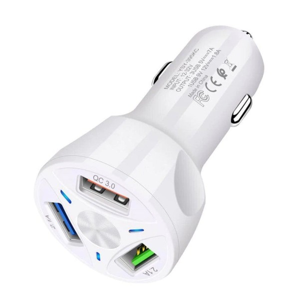 Biloplader 3 porte Hurtigopladning hvid
