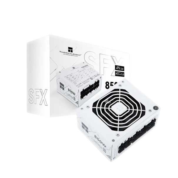 Bílý napájecí zdroj 850W pro PC skříň ATX 3.0 PCI-e 5.0 100–240 V Kompaktní rozměry 10 x 12,5 x 6,4 cm Stabilní a výkonný PSU 1