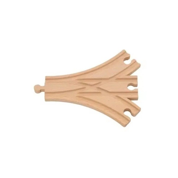 Binario a forcella grande in legno 15,4 x 13,7 x 1,2 cm Tre diramazioni per ampliare il tracciato Parte multi-direzionale per creare rami della ferrovia in legno 1
