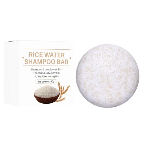 Bio-Shampoo-Stückseife mit Reiswasser und Proteinen, pflegende Spülung gegen Haarausfall, glänzendes, gesundes Haar 1