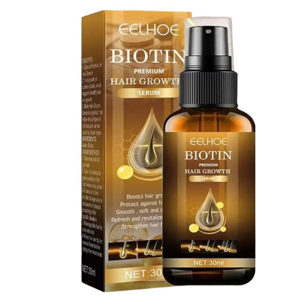 Biotin Hajnövesztő Spray 30ml Hajhullás Megelőzése Fejbőr Regenerálása Haj Dúsítása Sérült Hajak Helyreállítása Kúra Férfiaknak és Nőknek 1