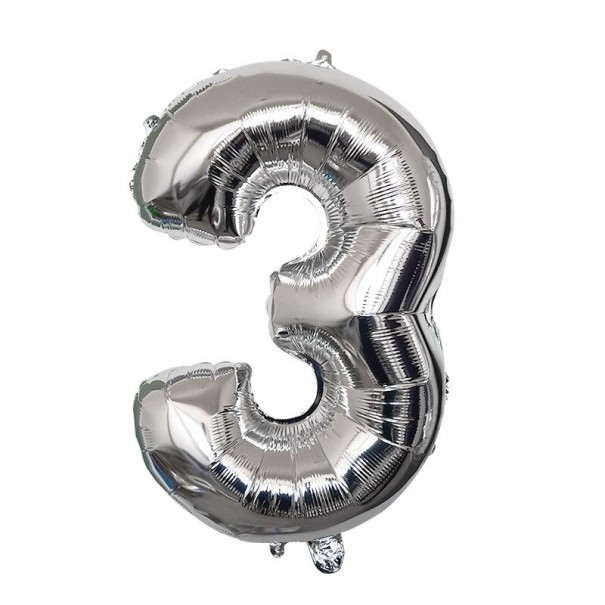 Birthday Silver Balloon with Number 80 cm 3