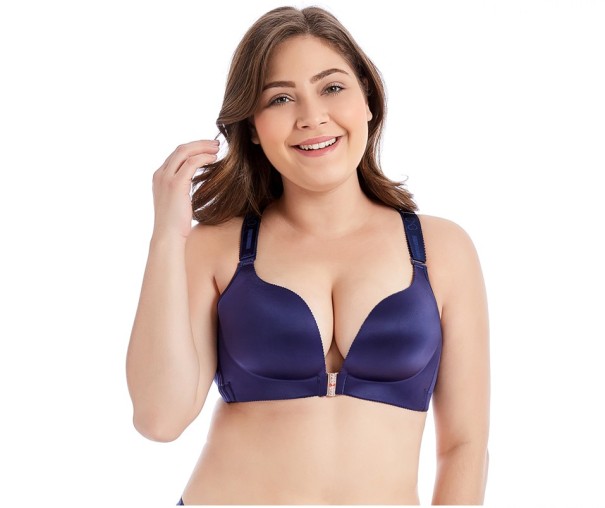 Biustonosz oversize z zapięciem z przodu J985 niebieski 105D